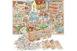 Puzzles for Adults 1000 Pieces, MOMIBOOK Jigsaw Puzzles of Vintage Village Town, Painting Image 75x50cm(29.5"x19.7") Toys & Game Puzzle, White Elephant Gifts for Adults, Christmas Puzzle Funny Gifts