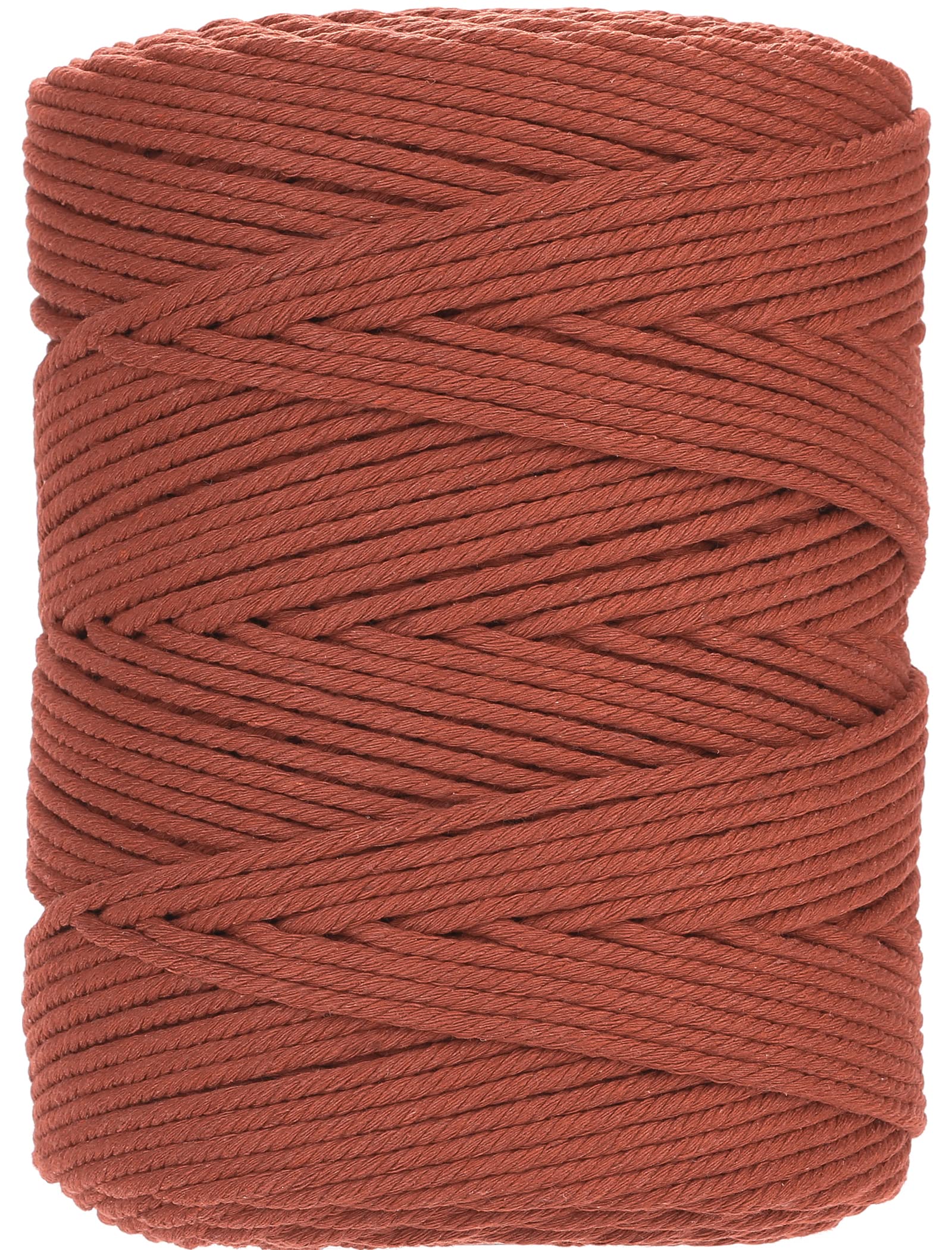 GOHOF Macrame Cord 4mm x 300m Premium Cotton Rope, 4 Strand Twisted Soft Cord for Macrame Art, String Without Chemicals (Reddish Brown)