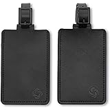 Samsonite 2-Pack Leather Luggage ID Tag, Black Logo, One Size