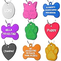 Pet ID Tag Custom for Dog Cat Personalized | Many Shapes and Colors to Choose From | Made in USA | Strong Anodized Aluminum