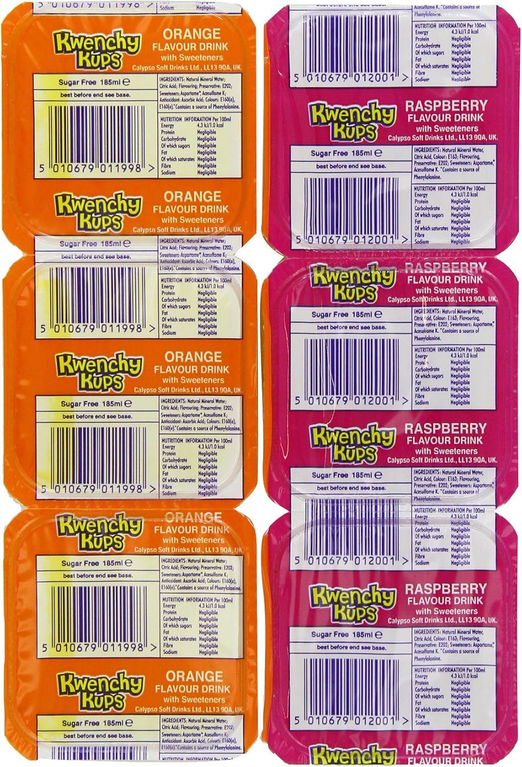 Kwenchy Kups Assorted Orange and Raspberry 185 ml (Pack of 24) Amazon