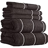 Lavish Home 6 Piece Bathroom Towels Set - 525GSM 100% Cotton Bathroom Essentials - 2 Bath Sheets, 2 Hand Towels, and 2 Wash Cloths for Bath, Shower, Gym, Spa, and Dorm Room (Charcoal)
