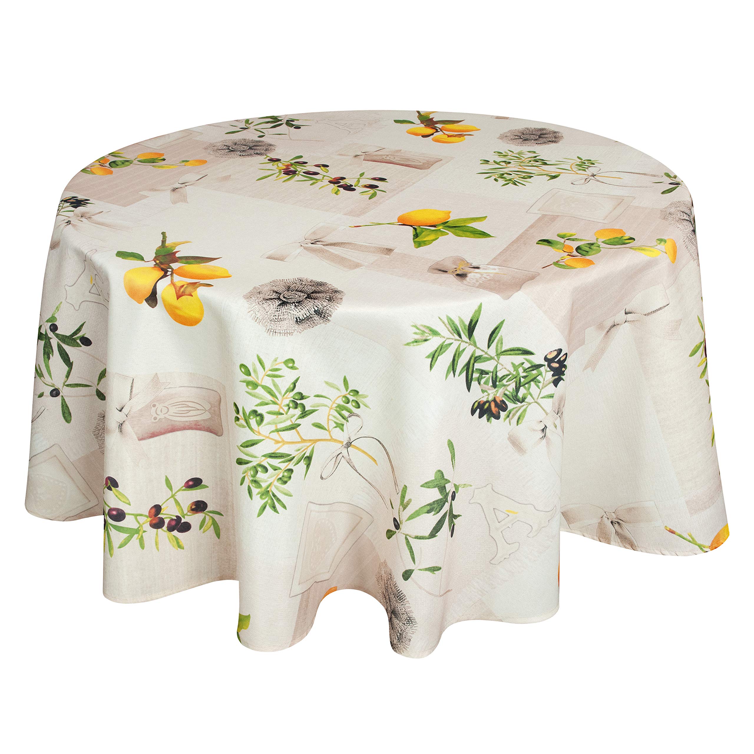 Valia Home® Tablecloth with Teflon coating suitable for indoor & outdoor use in 6 designs | Tablecloth washable is water & dirt repellent thanks to reliable lotus effect round 140cm Mediterranean