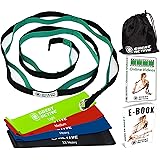 Premium Stretching Strap - Yoga Strap AND 4 Quality stretch bands - Physical Therapy bands - Exercise Bands, Online Videos, eBook, Carry Bag - Extra Long, Patented Buckle - by GREAT ACTIVE