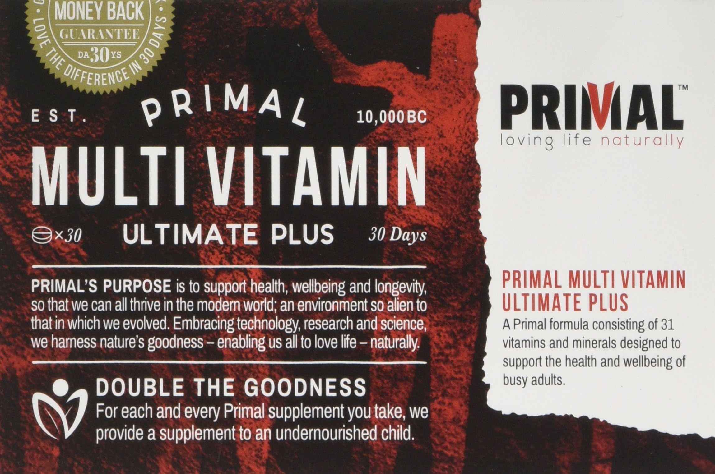 Primal Multivitamin Ultimate Plus - Supplement to Support Wellbeing - 30 Days Supply