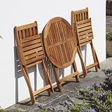 Garden Life Wooden Bistro Set - Folding Patio Table & 2 Chairs - Acacia view 4