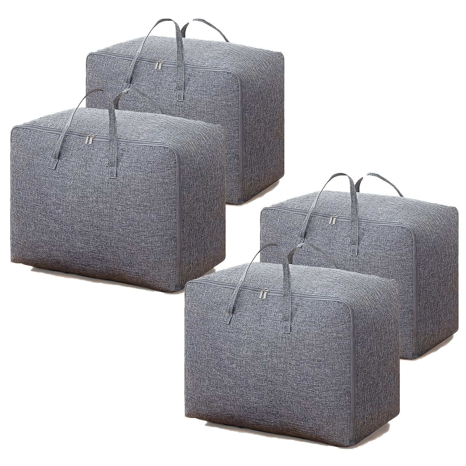 75L Clothes Storage Bag, 4PCS Duvet Storage Bags King Size, Storage Bags for Comforters, Clothes, Quilt, Blankets, Bedding, Duvet Bags, laundry bags, Underbed Storage Bags with Zips, No-smell