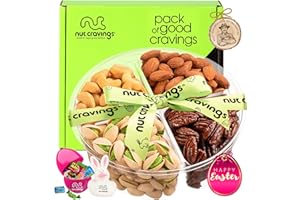 Nut Cravings Gourmet Collection - Easter Mixed Nuts & Candies Gift Basket with Happy Easter Ribbon (4 Piece Assortment) Candy Filled Egg + Bunny Stuffer, Healthy Kosher Snack Box