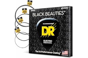 DR Strings - Black Beauties - Bass Guitar Strings 4-String Set - Light 40-100 - Black Bass Guitar Sting (BKB-40)