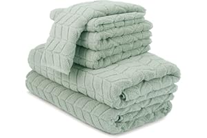 Alusa Home Ultra Soft & Plush 700 GSM Luxury Bath Towels | 100% Zero-Twist, Long-Staple Cotton | Remarkably Absorbent & Extra Large | 6 Piece Towel Set (Eucalyptus Green)