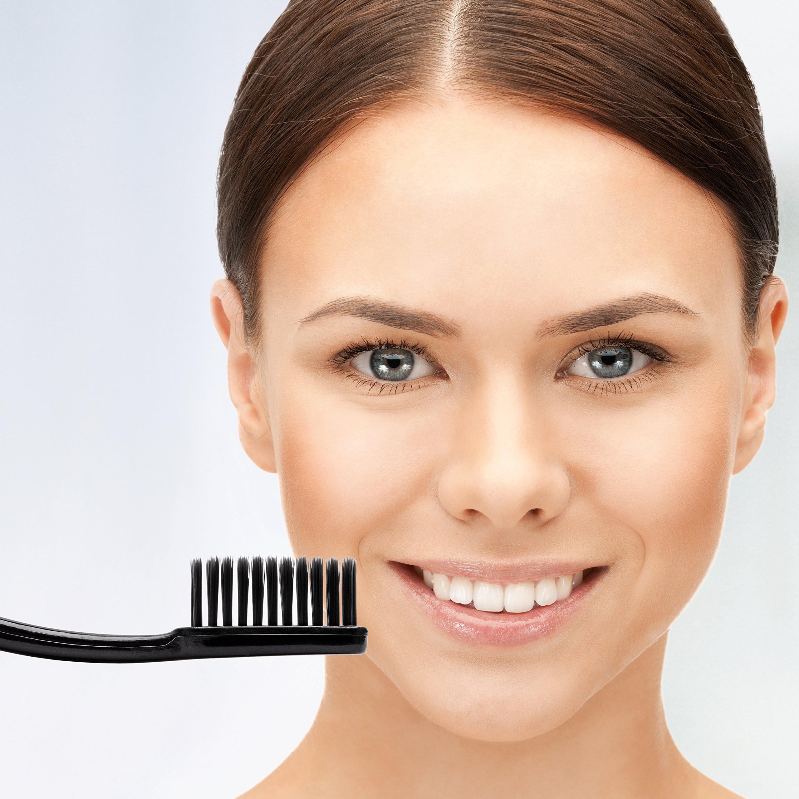 SOFT CHARCOAL TOOTHBRUSH / Super Soft / Ultra Thin Bristles / For Sensitive Teeth / Gentle on Gums / Remove Plaque and Bad Breath / Deep Interdental Clean - Black