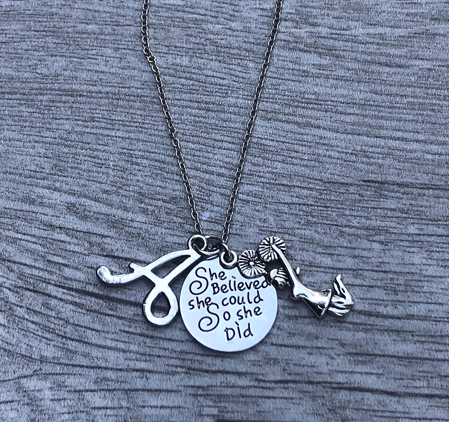 Personalized Cheer Charm Necklace Cheer She Believed She
