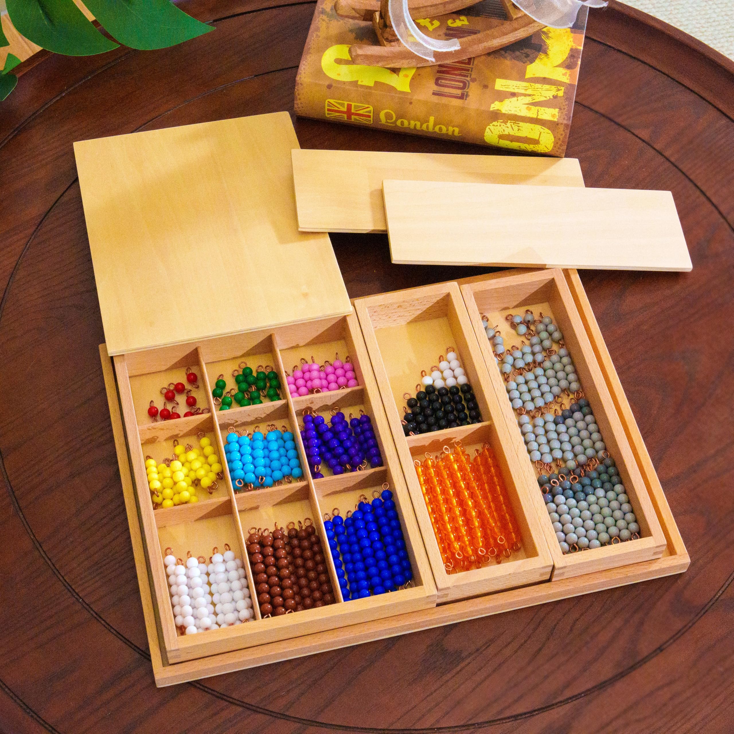 Photo 1 of ***MISSING PIECES*** penepico Premium Montessori Subtraction Snake Game 14.6in- Advanced Mixed Operations Set with Grey Beads, Solid Beechwood Box for Kids 5-9+, Homeschool & Classroom Math Materials (1.4 kg / 3.08 lbs)
