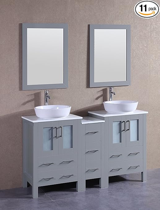 Bosconi Agr224bwlps1s 60 Double Vanity Set With Oval Vessel Sinks