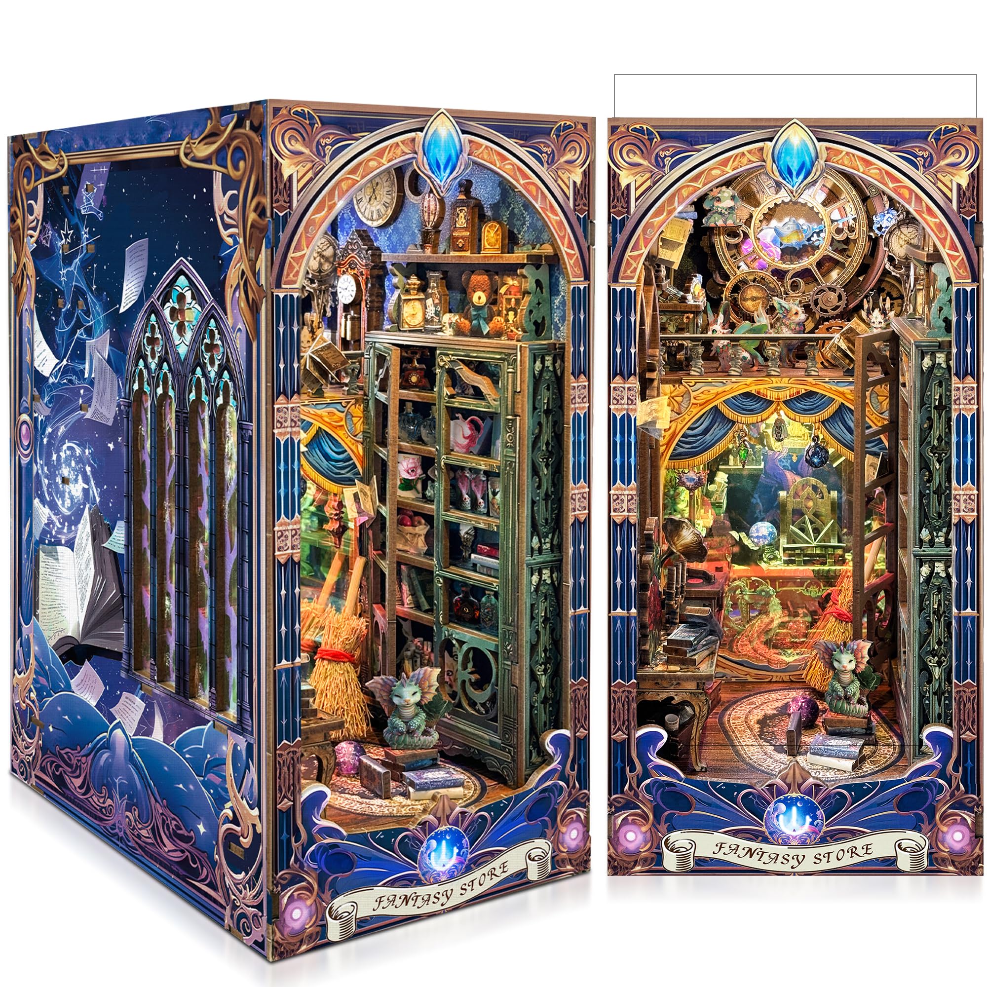 LUMYCE Book Nook Kits for Adults Book Nook Kit Model Kits Craft Kits for Adults - DIY Miniature House Kit for Bookshelf Booknook Tiny House with Sensor Led Light — image 1