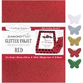 Cardstock Warehouse Diamond Print Inkjet Glitter - Premium Red Glitter Cardstock Paper – 15 Sheets, 8.5 x 11" - 104 lb/280 GS