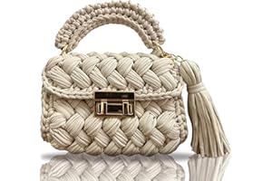 CHQEL Evening Clutch Bag for Women, Handmade Crochet Wedding Party Purse, Small Flap Formal Crossbody Handbag Evening Clutch