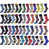 30 Pairs Cotton Crazy Socks for Unisex, Bulk Funny Colorful Socks with Random Patterns, Casual Fun Socks for Daily Wear