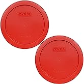 Pyrex 7201-PC 4-Cup Poppy Red Replacement Food Storage Plastic Lids - 2 Pack Made in the USA