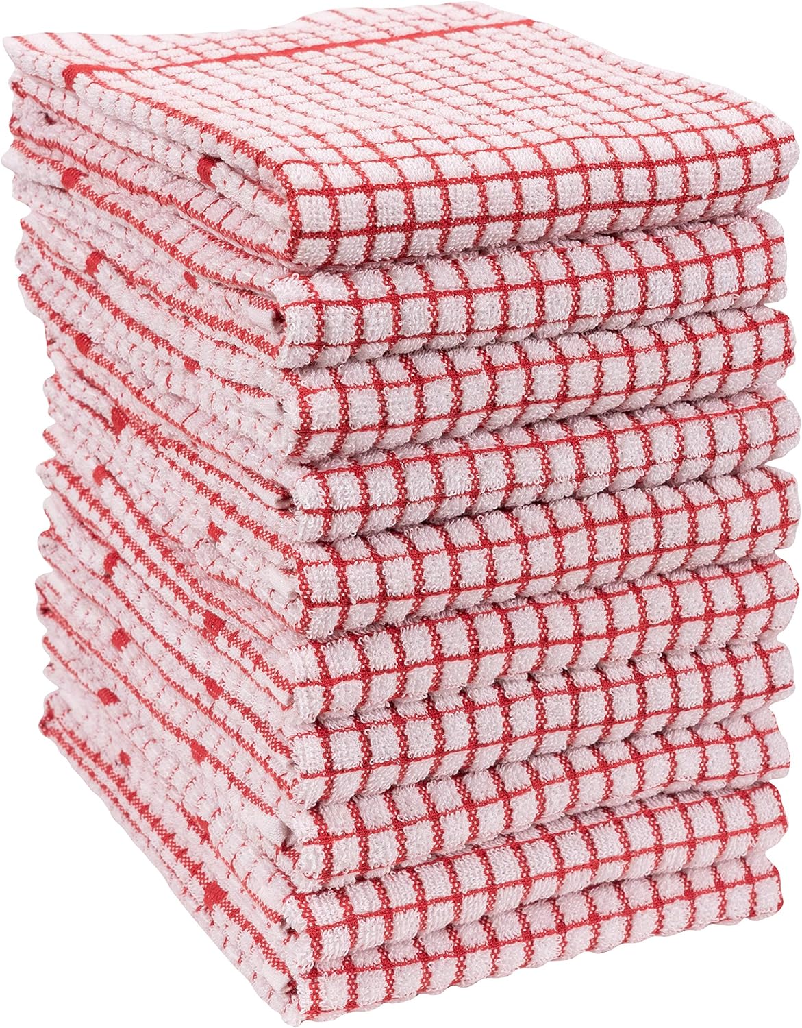 KAF Home Set of 10 Grid Terry Kitchen Towels 20 x 30