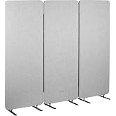 VIVO Gray Freestanding 72 x 66 in Privacy Panel, PP-3-T072G | Cubicle Divider, Acoustic Wall Partition, Triple 24 inch Panels with Zipper Attachment System