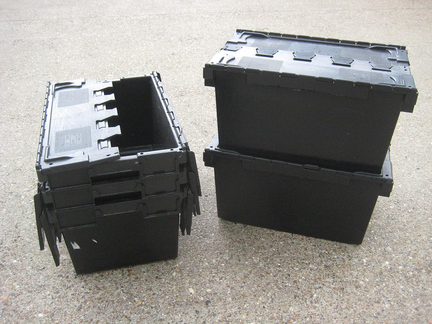 THC 10 Black LARGE Used Plastic Removal Storage Crates Box Container