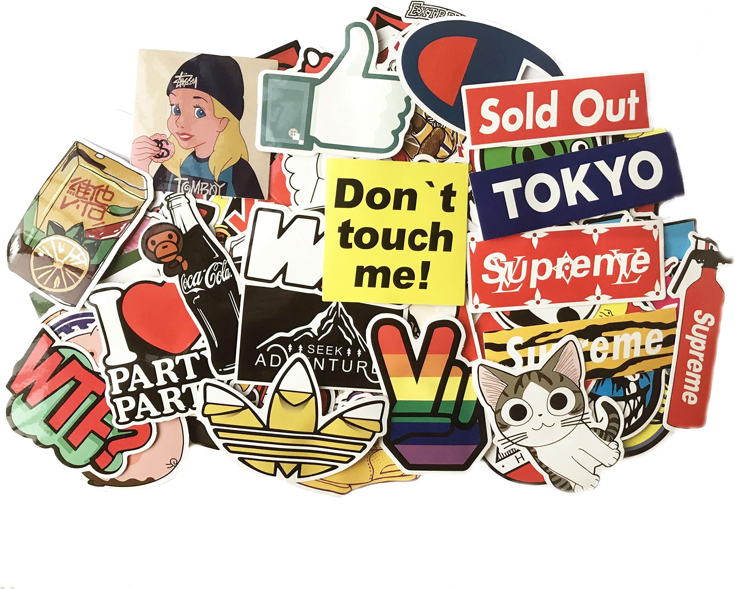 STICON 100 Pieces Vinyl Waterproof Stickers for Car, Laptop, Luggage, Skateboard, Motorcycle, Bicycle Decal Graffiti Patches (Series J)