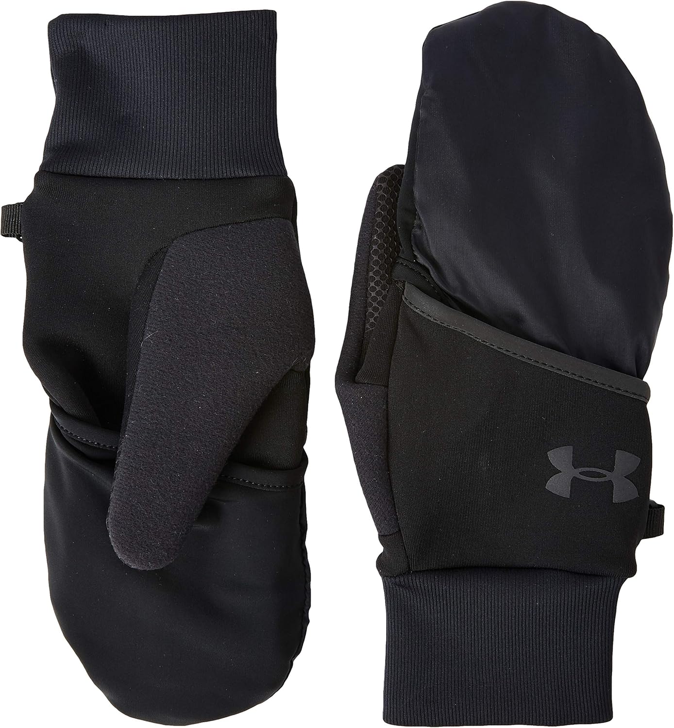 Under Armour Men's Convertible Run Glove, Black/Black/Black Reflective