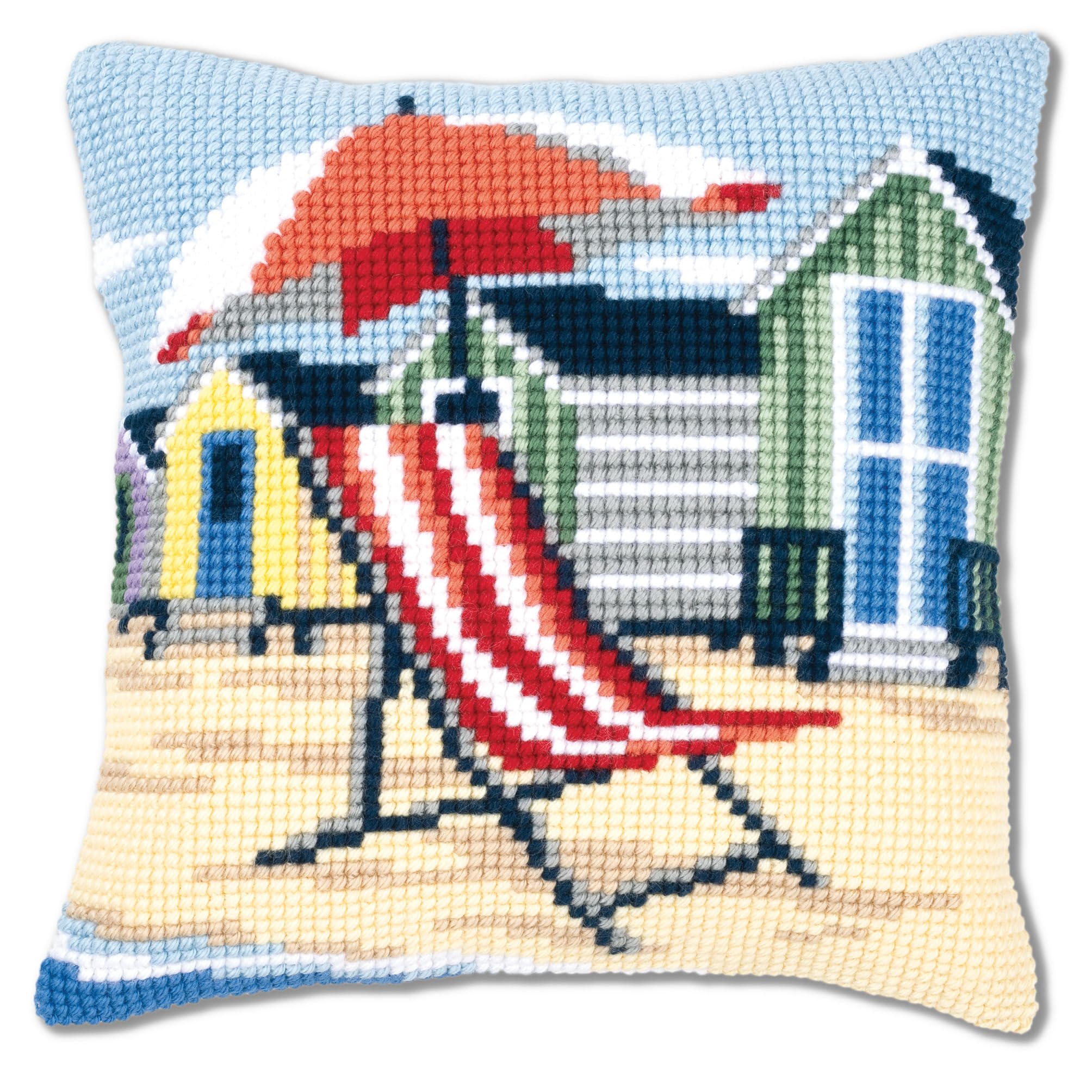 Vervaco Beach Chair Cross Stitch Cushion, Multi-Colour
