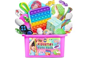 FUN KIDZ Fidget Box for Girls Boys, FunKidz Mystery Sensory Fidget Pack Toys for Stress Relief Kids Party Favors Gift Classroom Prizes Travel Camping with Portable Case