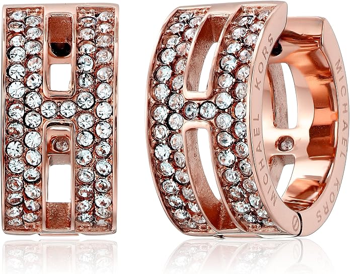 Michael Kors Pave H Huggie Rose Gold Hoop