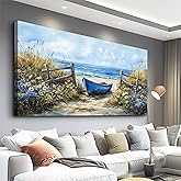 ZUITINGHUA Canvas Wall Art For Living Room Wall Decor For Bedroom Office Wall Decoration Seaside Landscape Painting Boat Pictures Artwork Room Aesthetic Home Decor 20x40 In