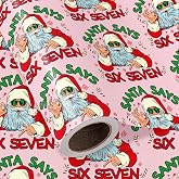 WRAPAHOLIC Funny 67 Christmas Wrapping Paper, Santa Pink Wrapping Paper | Mini Roll - 17 Inch x 16.5 Feet, Christmas Gift Wra