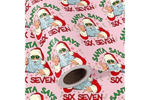 WRAPAHOLIC Funny 67 Christmas Wrapping Paper Roll - Mini Roll - 17 Inch x 16.5 Feet - Pink 67 Meme Christmas Wrapping Paper Santa Say Six Seven for Xmas Holiday, Teenage, Best Friend