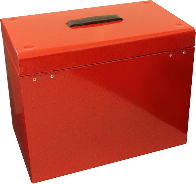 Caja archivadora de metal, tamaño A4, color rojo: Amazon.es: Oficina y papelería