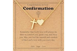 WEDDINEN First Communion Confirmation Baptism Jewelry Gifts for Teens Girls Kids,Cross Heart Necklace for Women Girls Christi