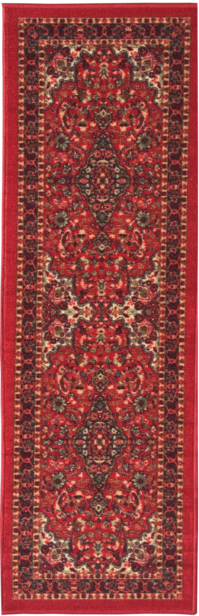 Ottomanson New Ottohome Persian Heriz Oriental Design Runner Rug with Non-Skid Rubber Backing, Red, 22" L x 84" W