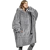Catalonia Oversized Blanket Hoodie Sweatshirt, Wearable Sherpa Lounging Pullover for Adults Women Men