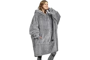 Catalonia Oversized Blanket Hoodie Sweatshirt, Wearable Sherpa Lounging Pullover for Adults Women Men