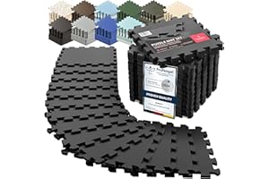 Gym Flooring Set - Interlocking EVA Soft Foam Floor Mat, 18 Pieces Puzzle Rubber Tiles Protective Ground Surface Protection, 