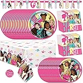 Barbie Birthday Party Decorations | Barbie Party Decorations | Serves 16 Guests | Banner, Tablecloth, Plates and Napkins, Sticker | Officially Licensed