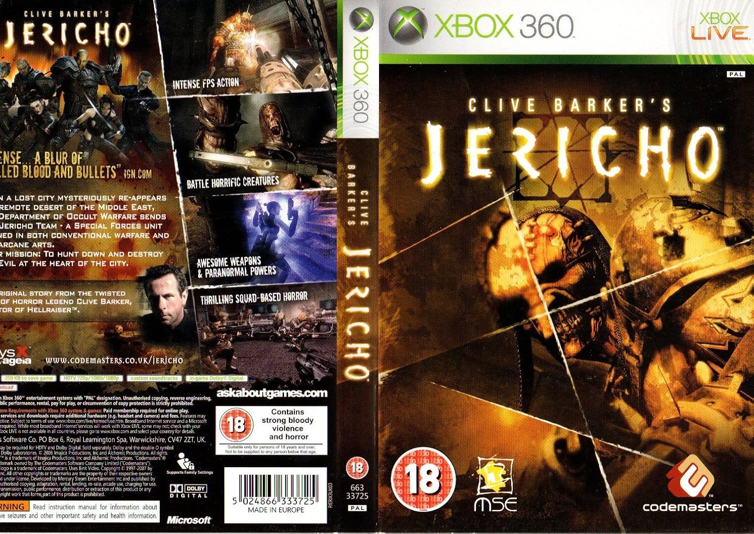 clive barker's jericho xbox 360