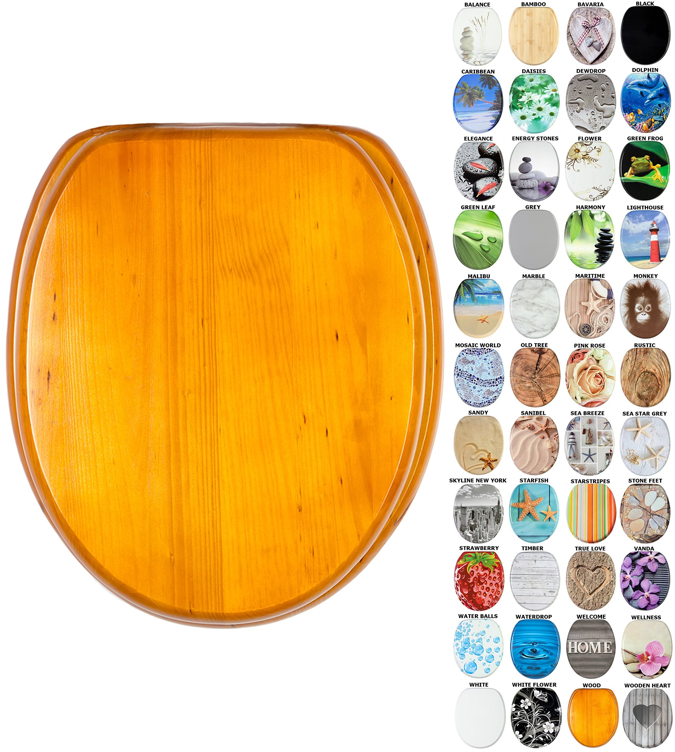 Sanilo Soft Close Toilet Seat, Wide Choice of New Toilet Seats, Stable Hinges, Easy to Mount (Wood)