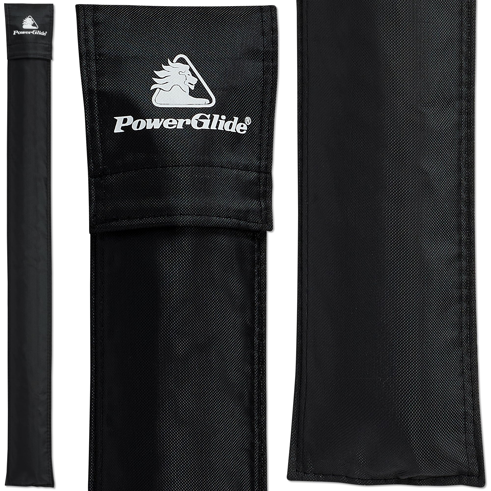 POWERGLIDE Snooker Pool or Billiard Protective Soft Cue Sleeve | Ultra Slim | Lightweight | Black | Hook & Loop Closure | Protects and Holds Full Size 2-Piece Cue