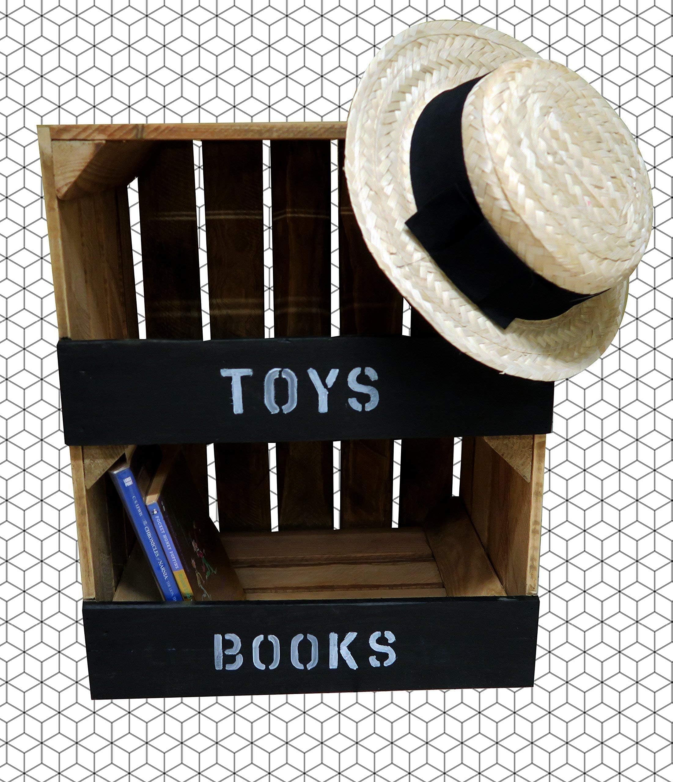 Childrens Bookcase - with Chalkboard Slats - Kids Bookshelf Bedroom Playroom - Rustic Vintage Wood/Handmade in Kent from reclaimed apple crates [FLASH SALE TODAY]