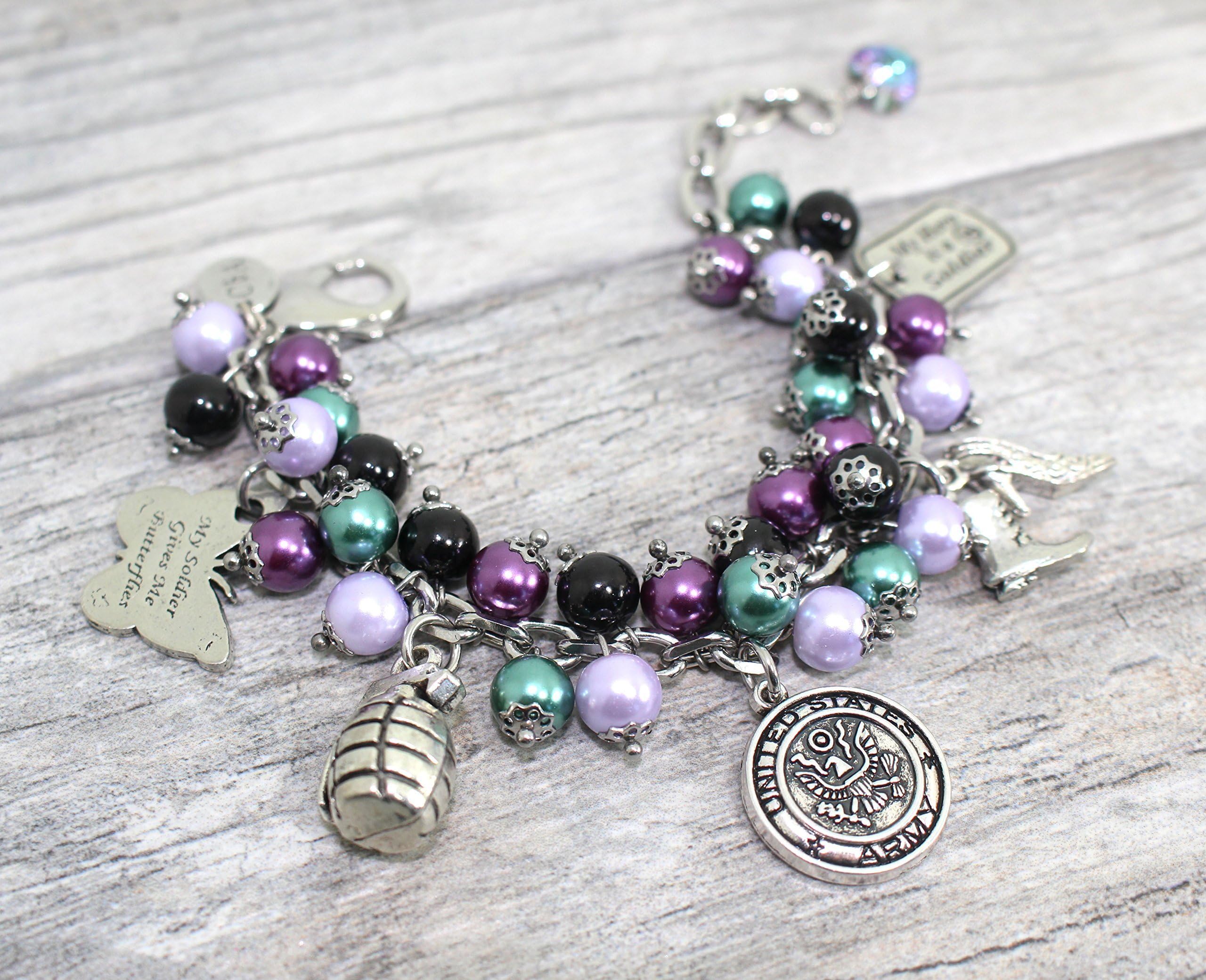 High Heels and Combat Boots Army Charm Bracelet in Stainless Steel