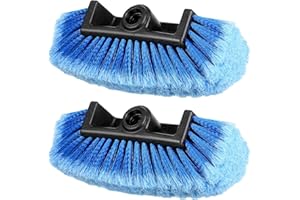 Tanlade 2 Pcs Car Wash Brush Head with Soft Detailing Bristle Flow Through Car Cleaning Brush Exterior Wash Equipment for Auto Truck RV Boat Camper(10 Inch,Blue)