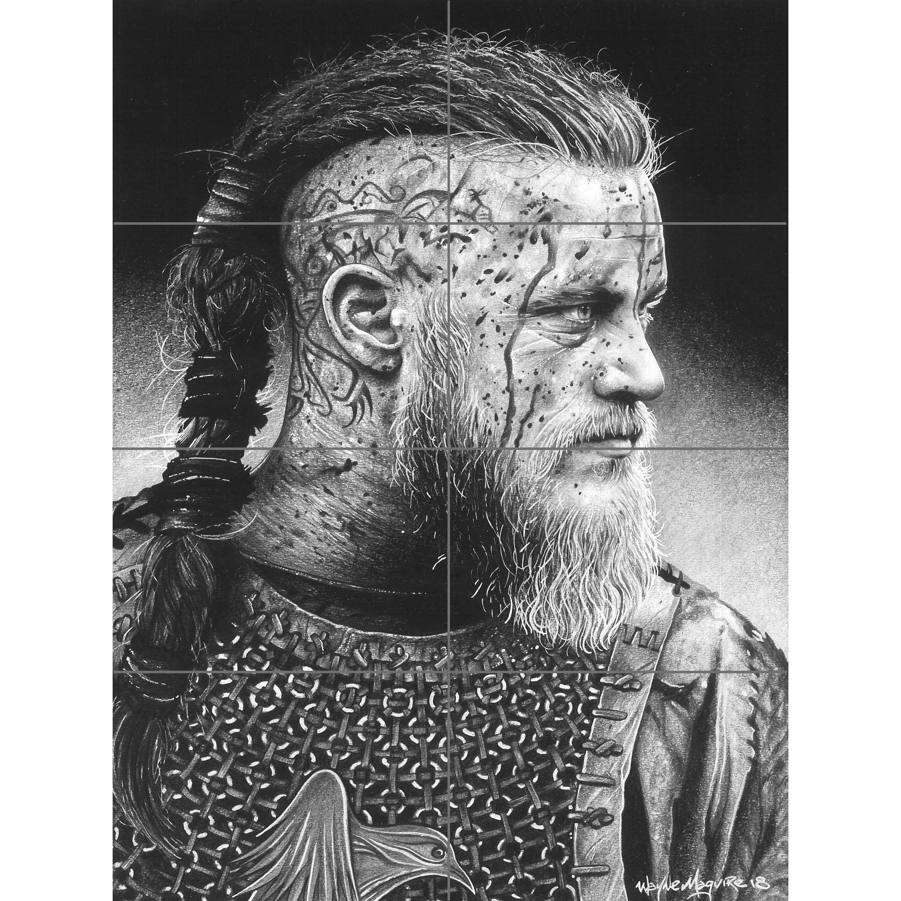 Artery8 Ragnar Vikings Warrior Wayne Maguire XL Giant Panel Poster (8 Sections)