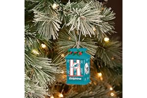 FOCO - NFL Football Team & Player Holiday Light Up Lantern Xmas Christmas Tree Hanging Ornament (Miami Dolphins)