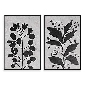 SIGNWIN 2 Piece Framed Canvas Wall Art Black...